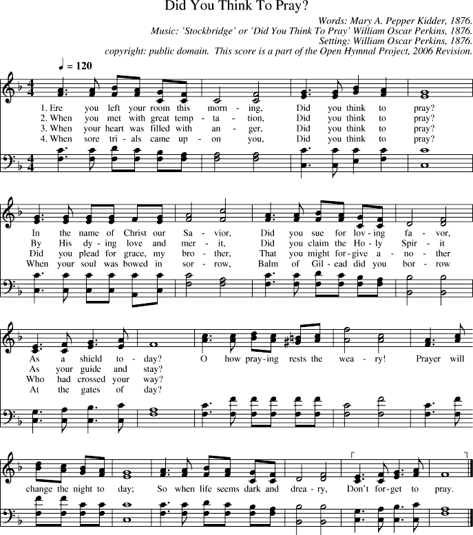 Easter Hymns, Song: Hear Our Prayer, O Heavenly Father - lyrics, midi music  and PDF