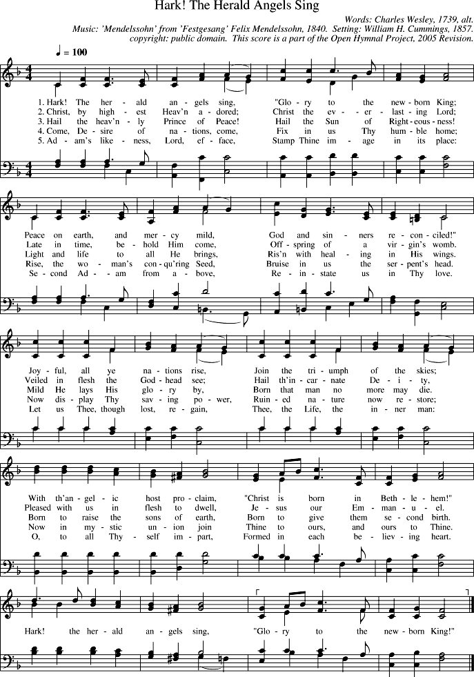 hark sing herald angels sheet came lyrics score clear song lord pdf come mendelssohn catholic grace jesus hymnal thy christ