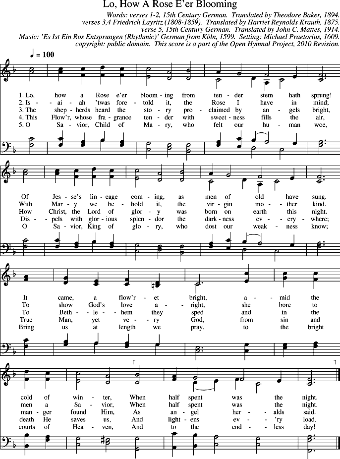Open Hymnal Project: Lo, How A Rose E'er Blooming