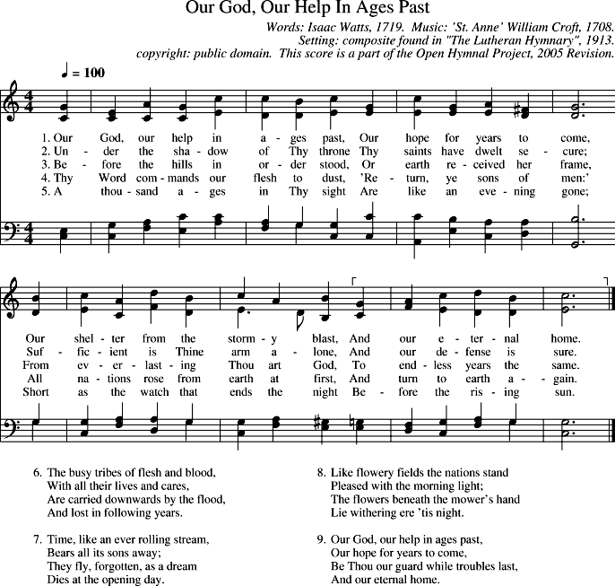 Hymnal Our God, Our Help In Ages